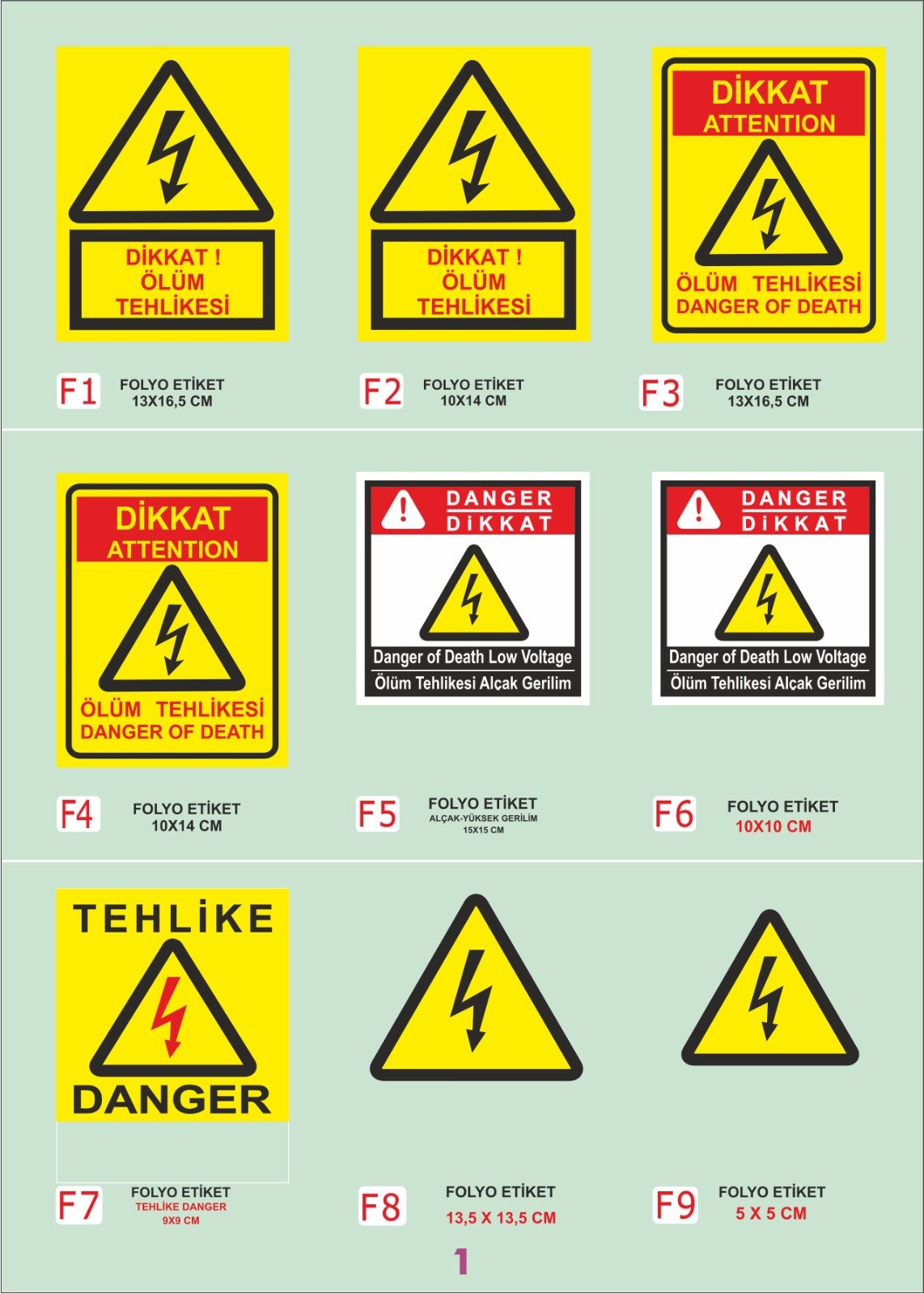 Tozlu Grubu 5X7 CM PVC Trafik Levhası (Güneş Etiket Levhası)